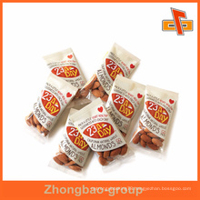 Transparent small back side heat seal flat plastic nuts bag for almonds packaging